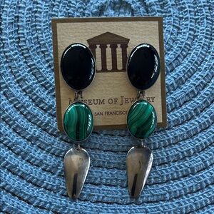 Green and Silver Earrings